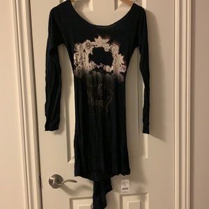New Religion dress low cut sexy back skeleton face